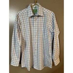 forsyth of canada button down men’s non-iron dress shirt blue white medium